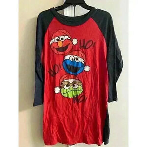 Sesame street 𝅺Red Hohoho Long Line Long Sleeve Top, L/XL